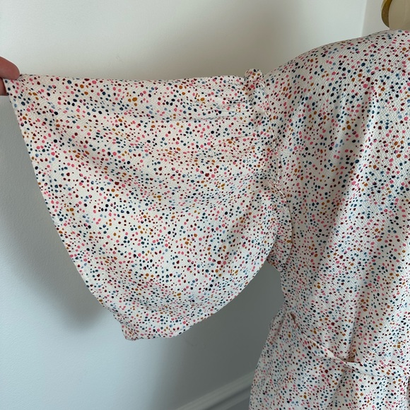 MOTHERHOOD MATERNITY White & Multicolor Blouse With Waist Tie | Size Medium - Picture 6 of 16